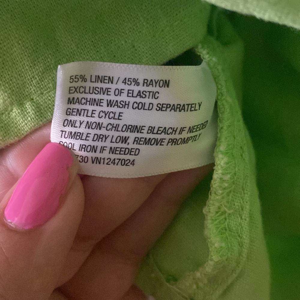 Lime Green Off the Shoulder Ruffle Linen Crop Top - Picture 6 of 6